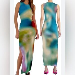 Suillty Women Y2k Tie Dye Tank Dress Size Small